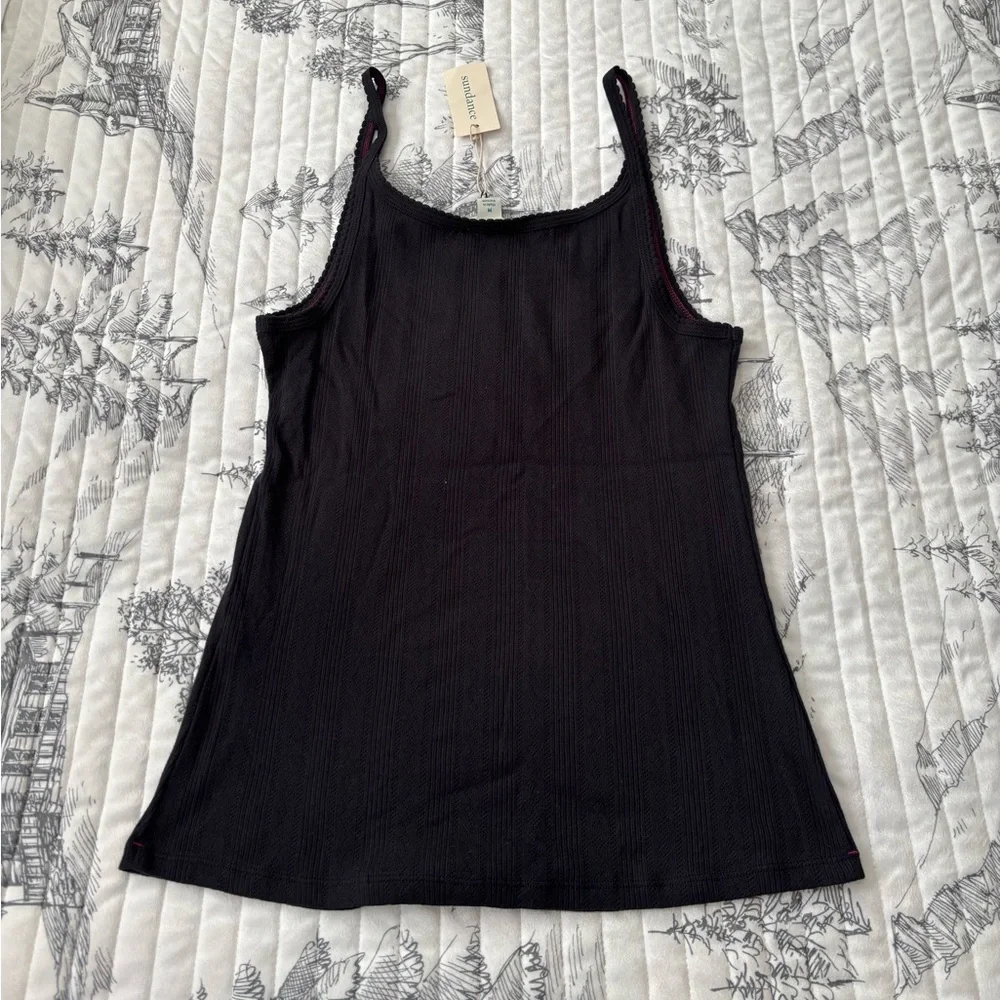 NWT Sundance Black Camisole Top with Purple Trim Women’s Size M - Picture 2 of 7